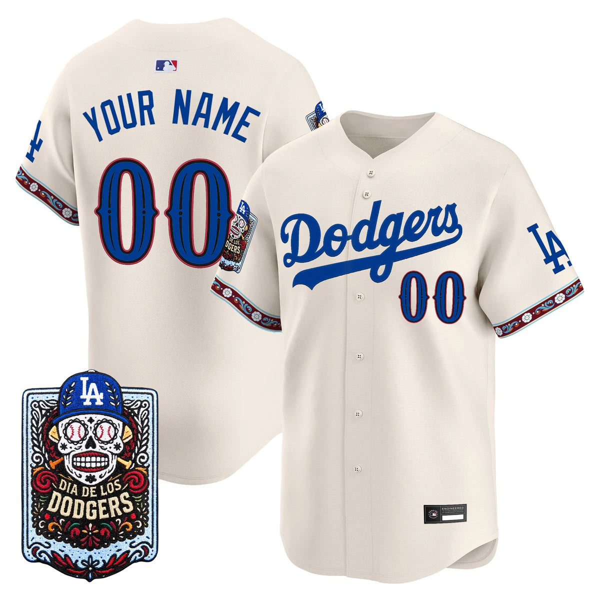 Los Angeles Dodgers Día de los Muertos Custom Baseball Jersey