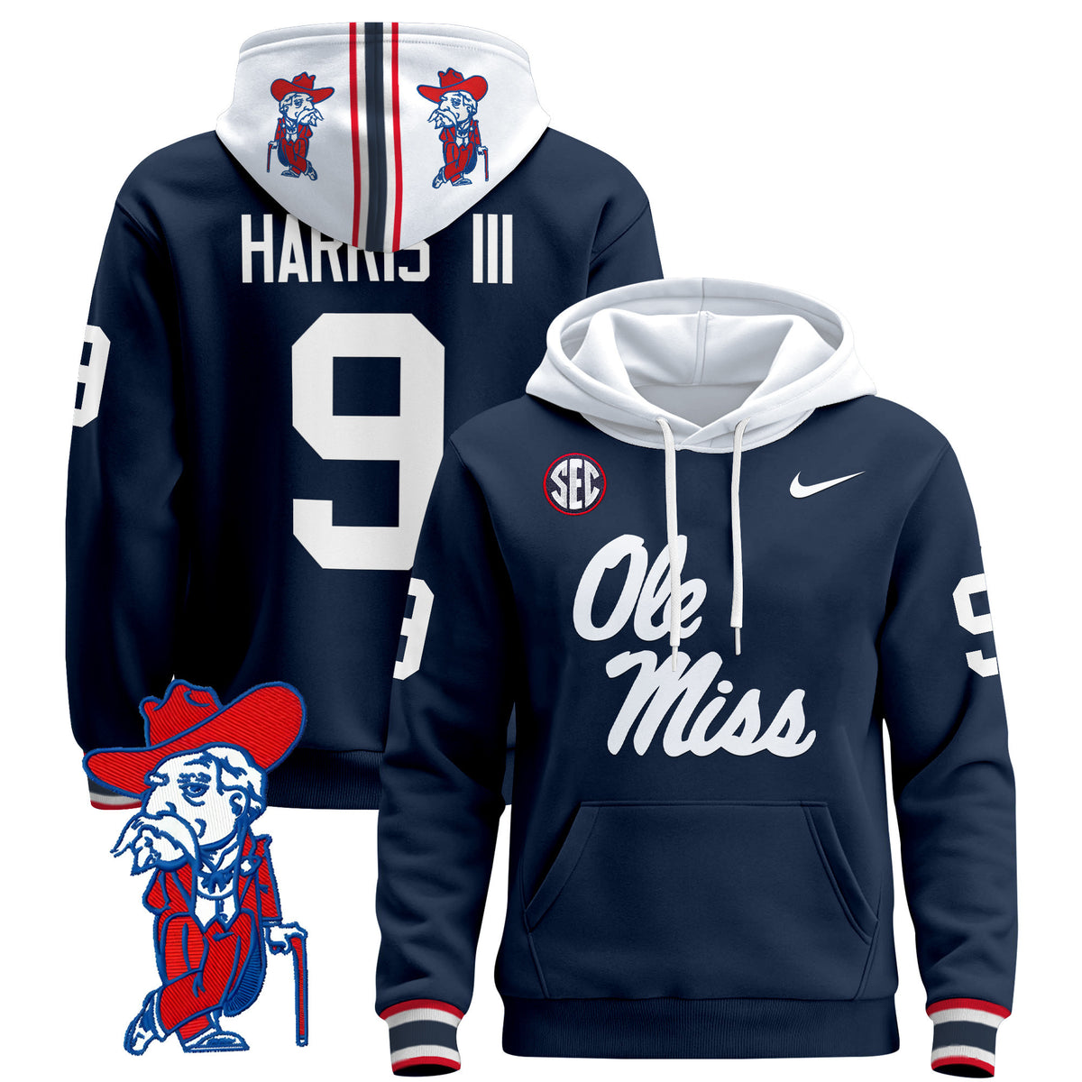 Men's Ole Miss Rebels 2026 Pullover Hoodie V2 - All Stitched