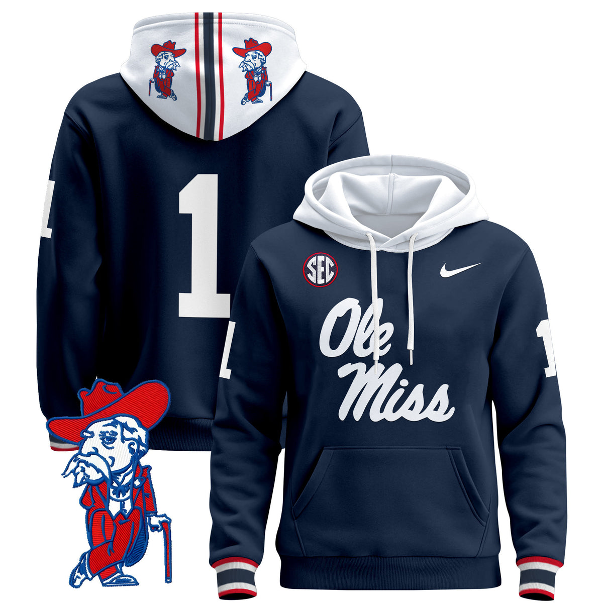 Men's Ole Miss Rebels 2026 Pullover Hoodie V2 - All Stitched