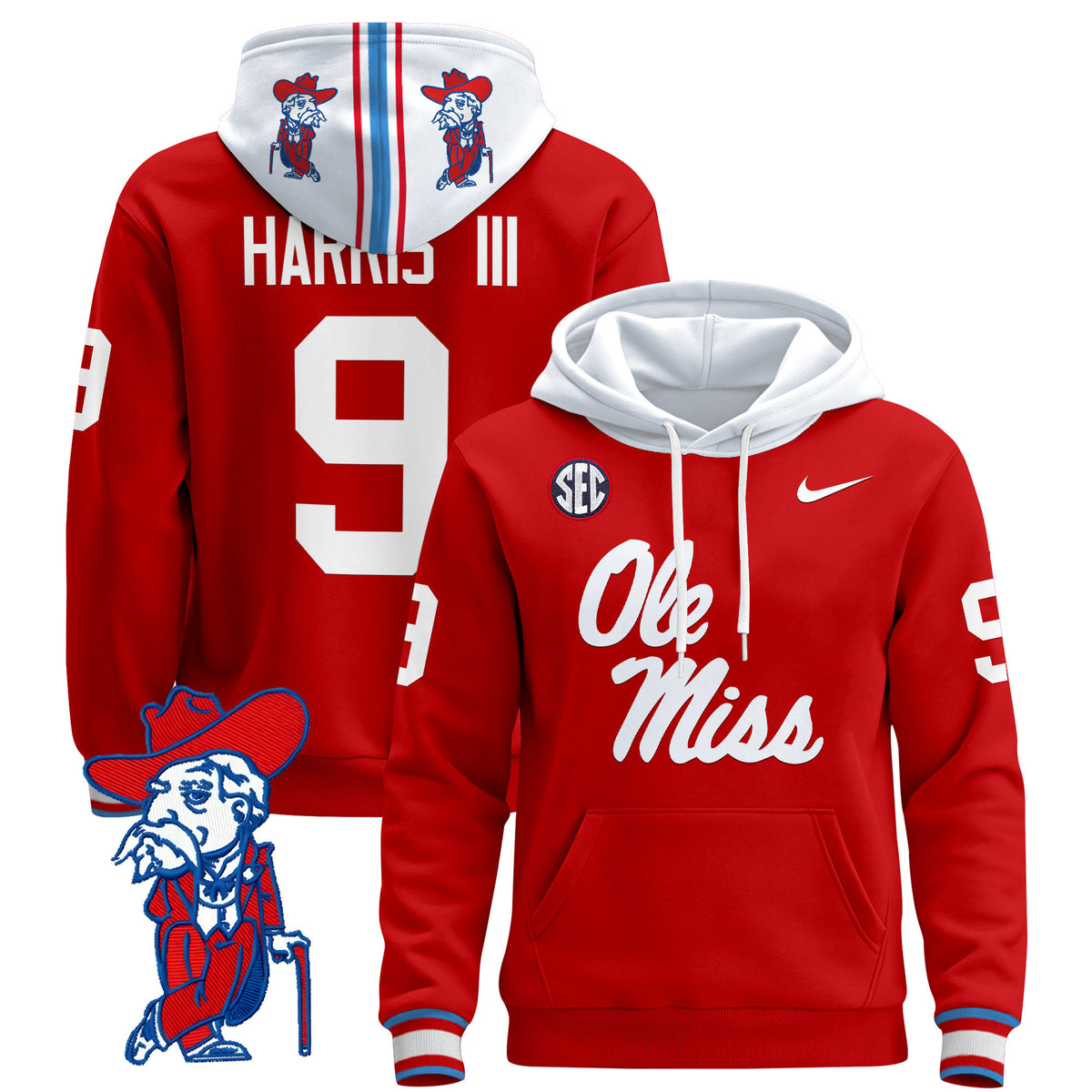 Men's Ole Miss Rebels 2026 Pullover Hoodie V2 - All Stitched
