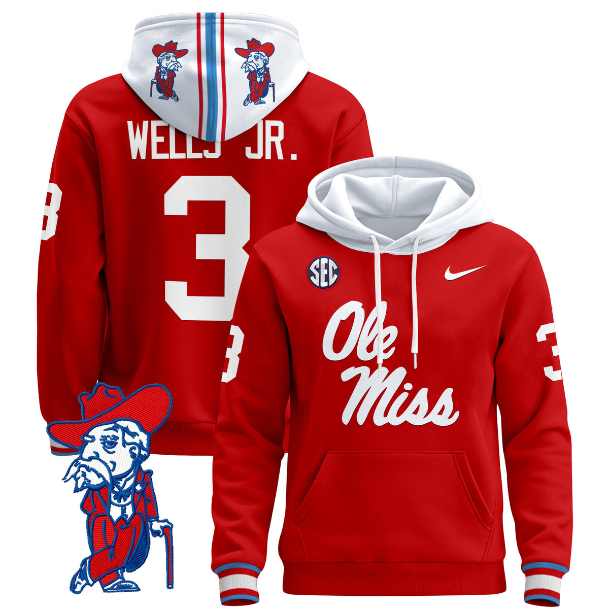 Men's Ole Miss Rebels 2026 Pullover Hoodie V2 - All Stitched