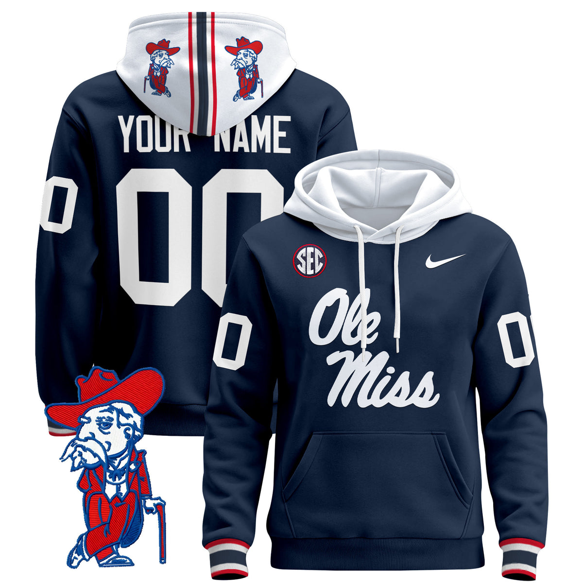 Ole Miss Rebels 2026 Custom Pullover Hoodie V2 - All Stitched