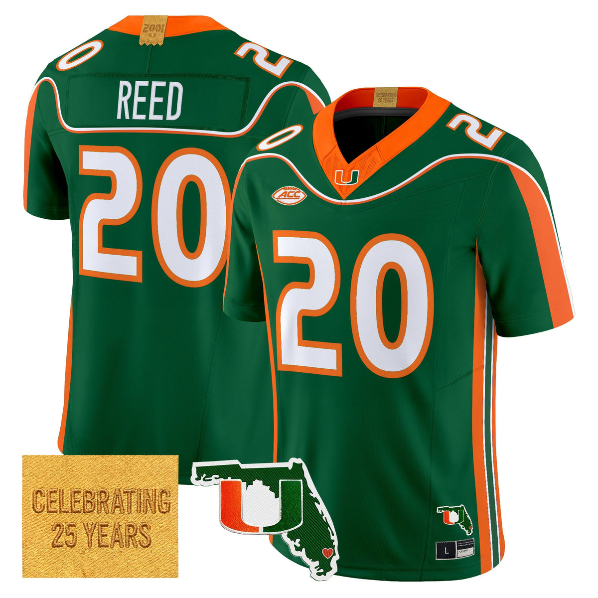 Men's Miami Hurricanes 2001 Throwback Vapor Limited Jersey - Florida Patch - All Stitched