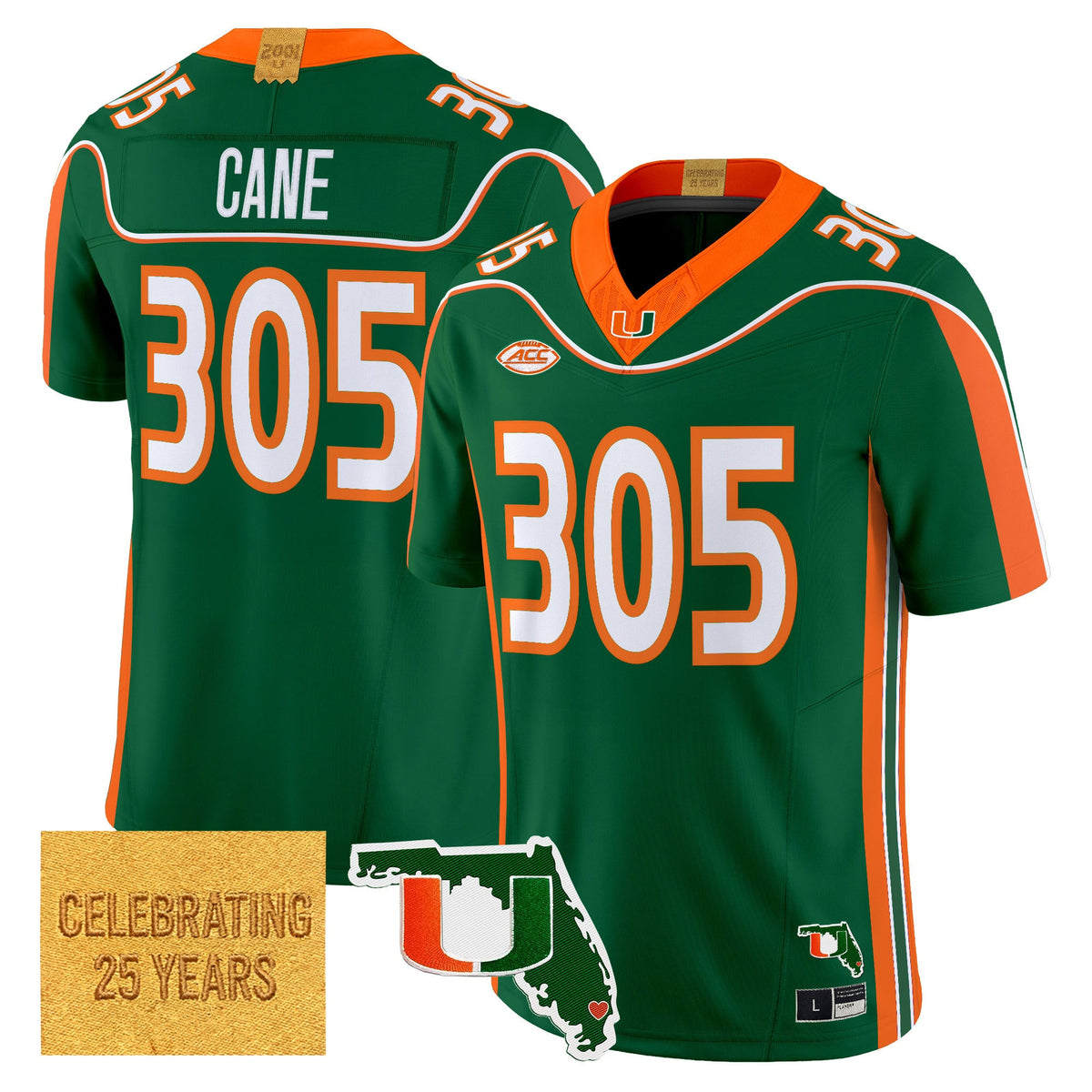 Men's Miami Hurricanes 2001 Throwback Vapor Limited Jersey - Florida Patch - All Stitched