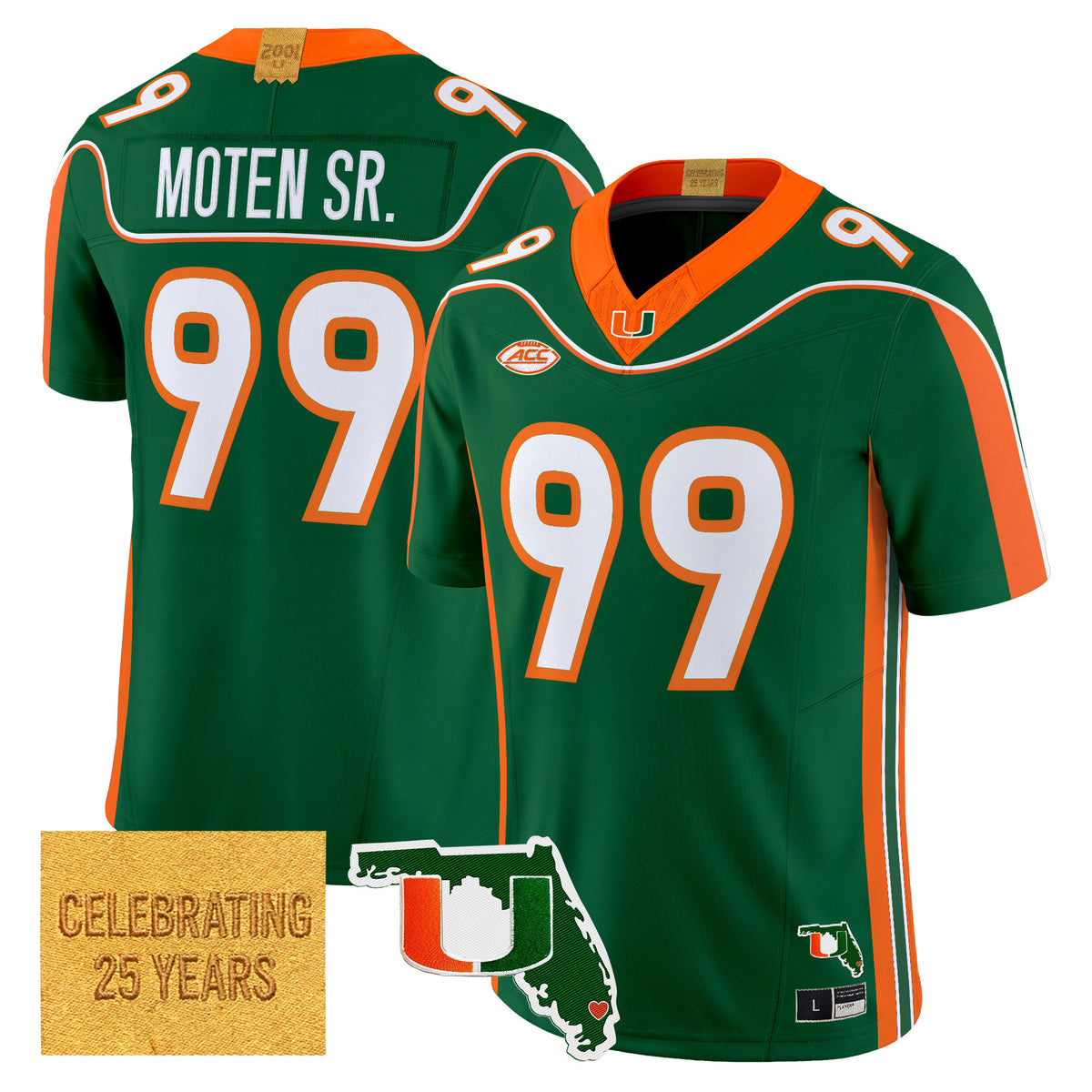 Men's Miami Hurricanes 2001 Throwback Vapor Limited Jersey - Florida Patch - All Stitched