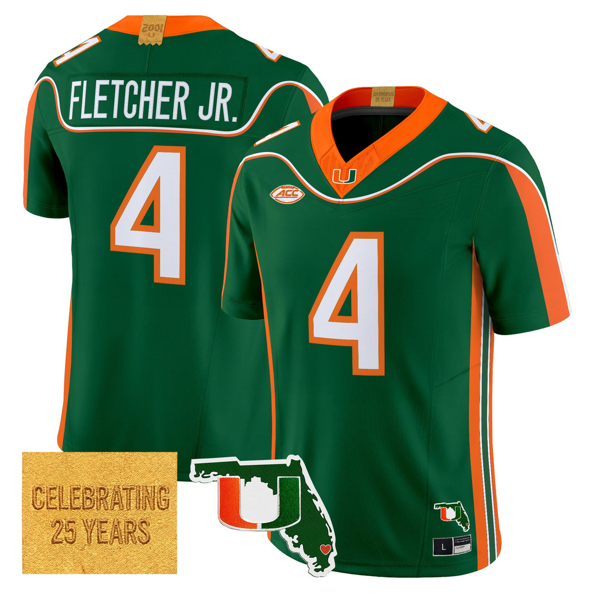 Men's Miami Hurricanes 2001 Throwback Vapor Limited Jersey - Florida Patch - All Stitched