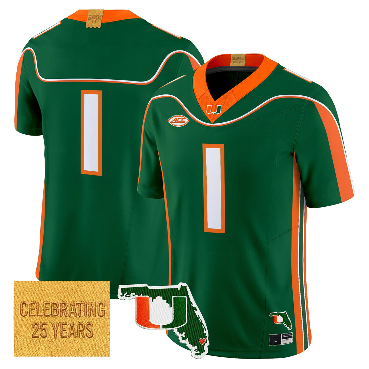 Men's Miami Hurricanes 2001 Throwback Vapor Limited Jersey - Florida Patch - All Stitched