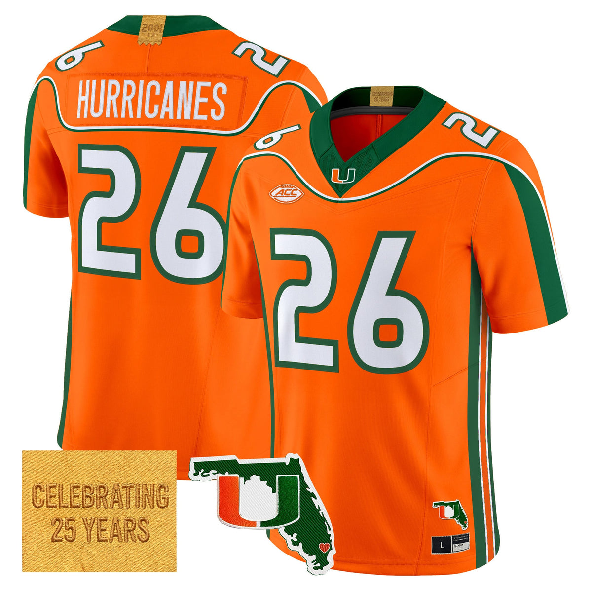 Men's Miami Hurricanes 2001 Throwback Vapor Limited Jersey - Florida Patch - All Stitched