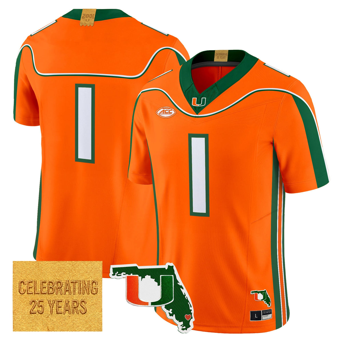 Men's Miami Hurricanes 2001 Throwback Vapor Limited Jersey - Florida Patch - All Stitched