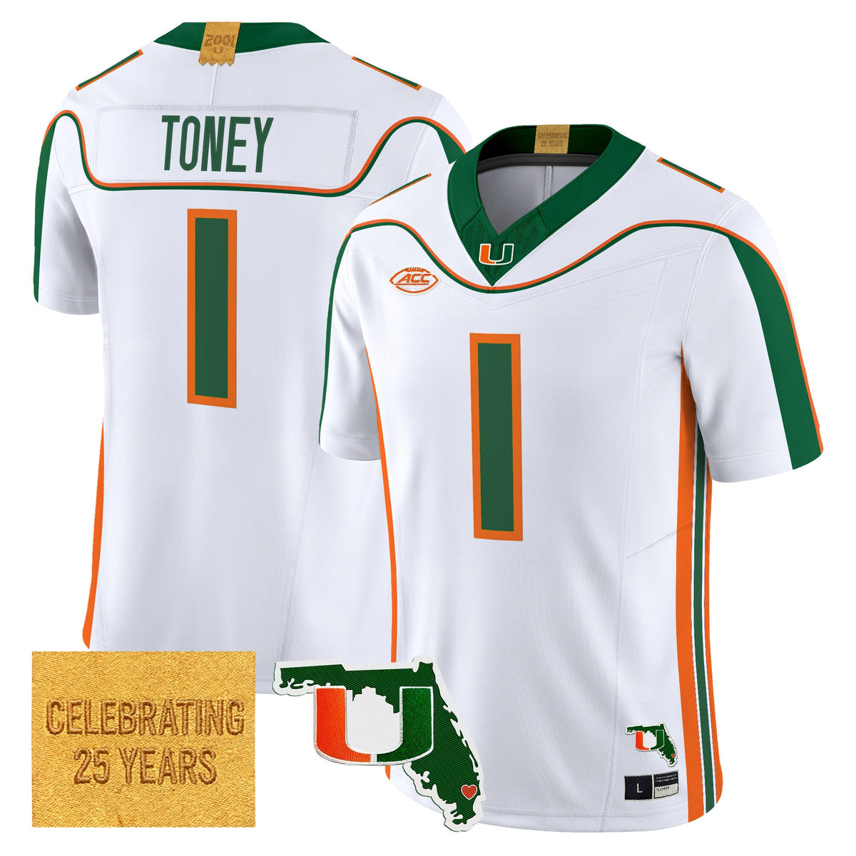 Men's Miami Hurricanes 2001 Throwback Vapor Limited Jersey - Florida Patch - All Stitched