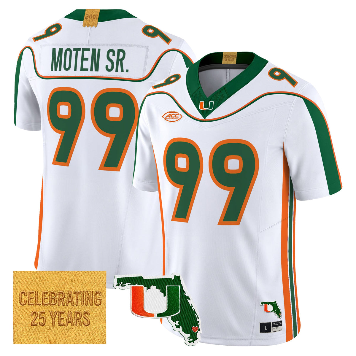 Men's Miami Hurricanes 2001 Throwback Vapor Limited Jersey - Florida Patch - All Stitched