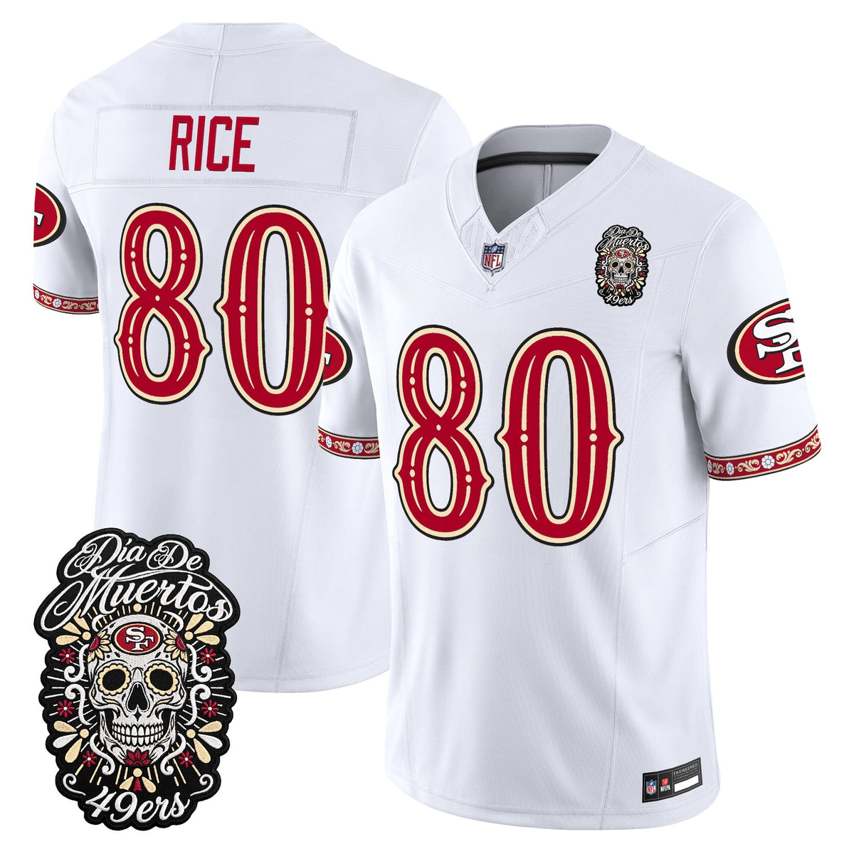 Men's San Francisco 49ers Día de los Muertos Vapor Limited Jersey - All Stitched - White - Jerry Rice