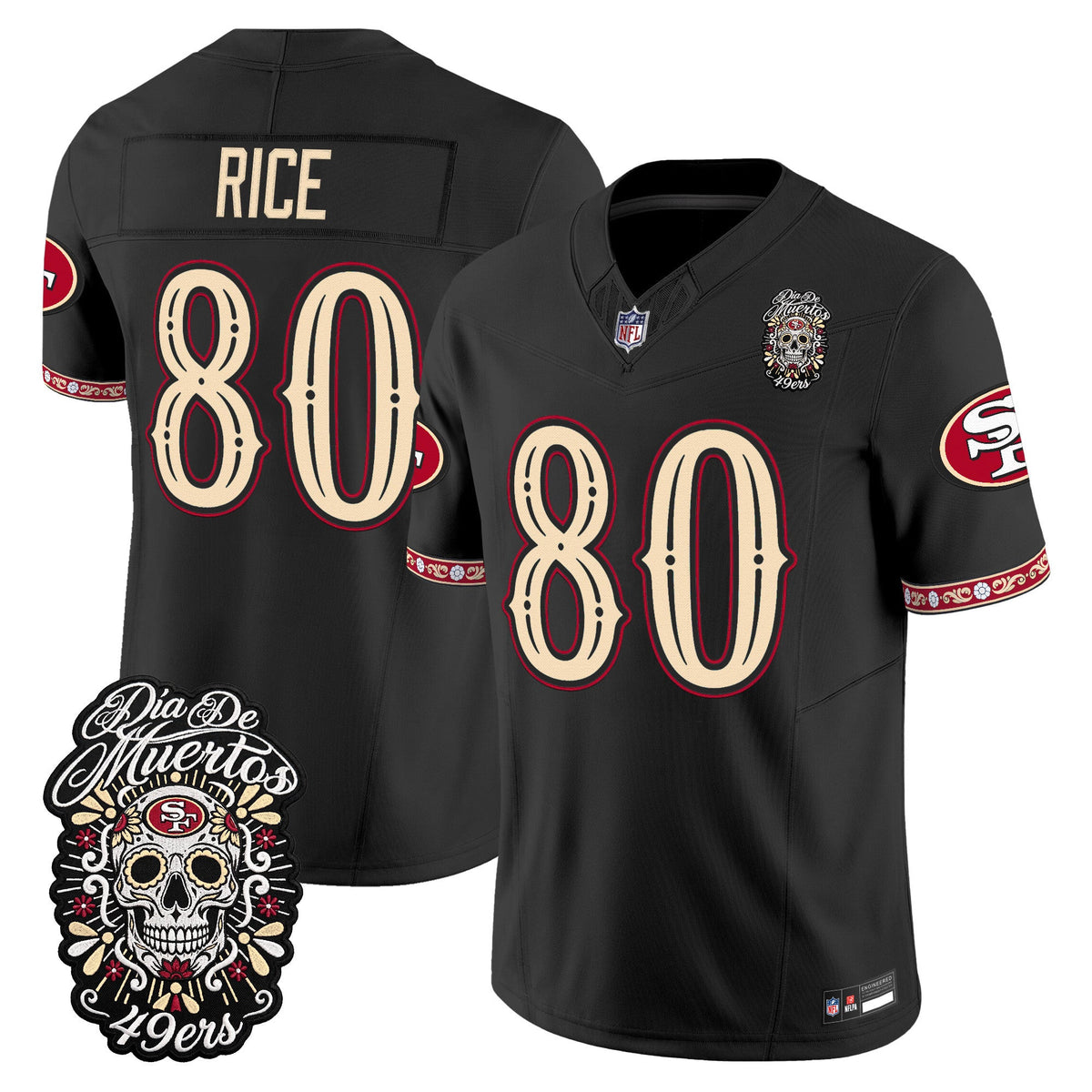 Men's San Francisco 49ers Día de los Muertos Vapor Limited Jersey - All Stitched - Black - Jerry Rice