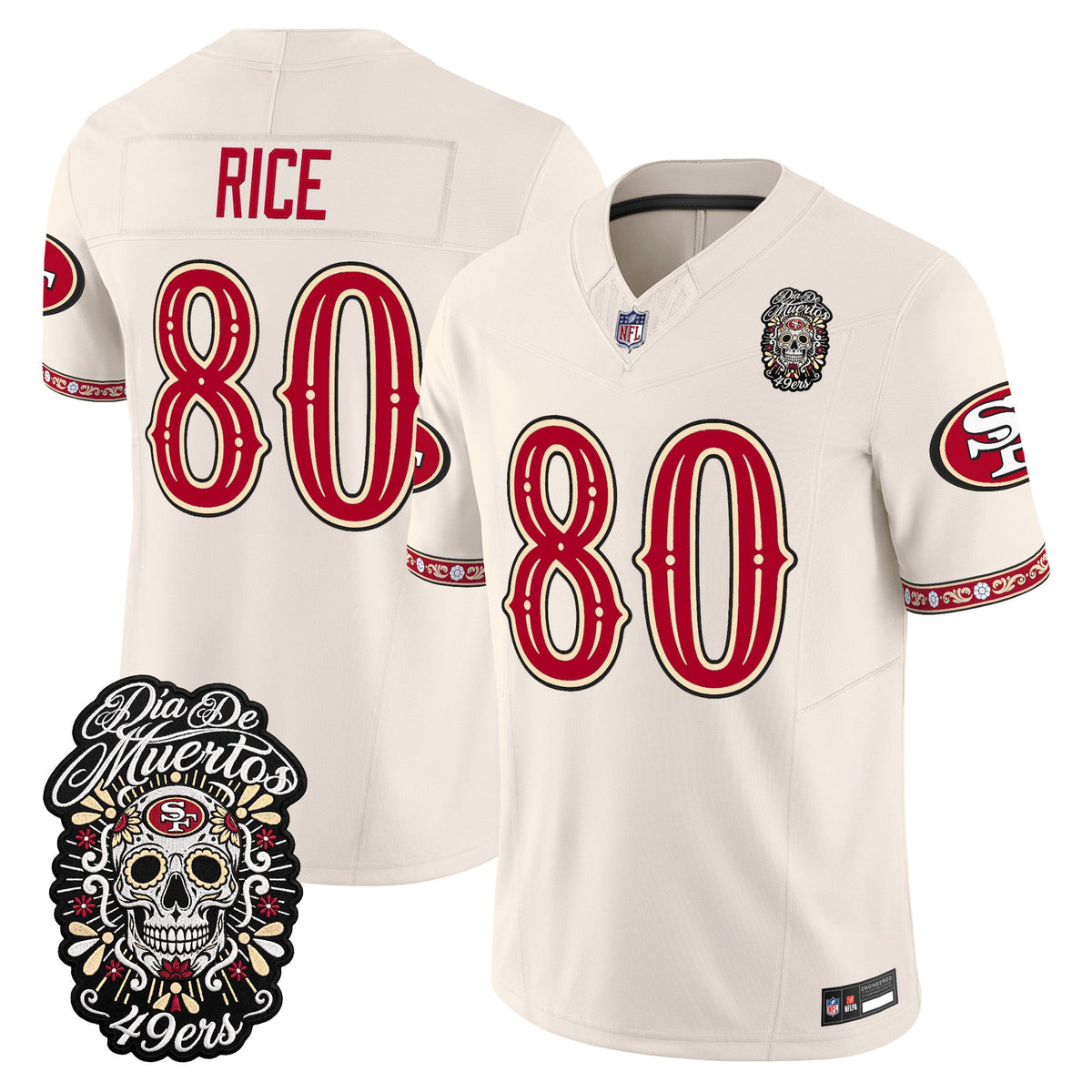 Men's San Francisco 49ers Día de los Muertos Vapor Limited Jersey - All Stitched - Bone - Jerry Rice