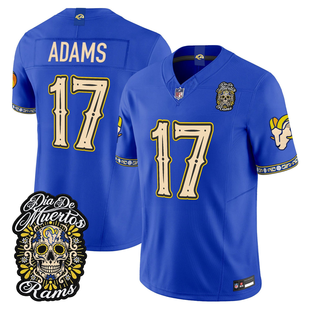 Men's Los Angeles Rams Día de los Muertos Vapor Limited Jersey - All Stitched - Royal - Davante Adams