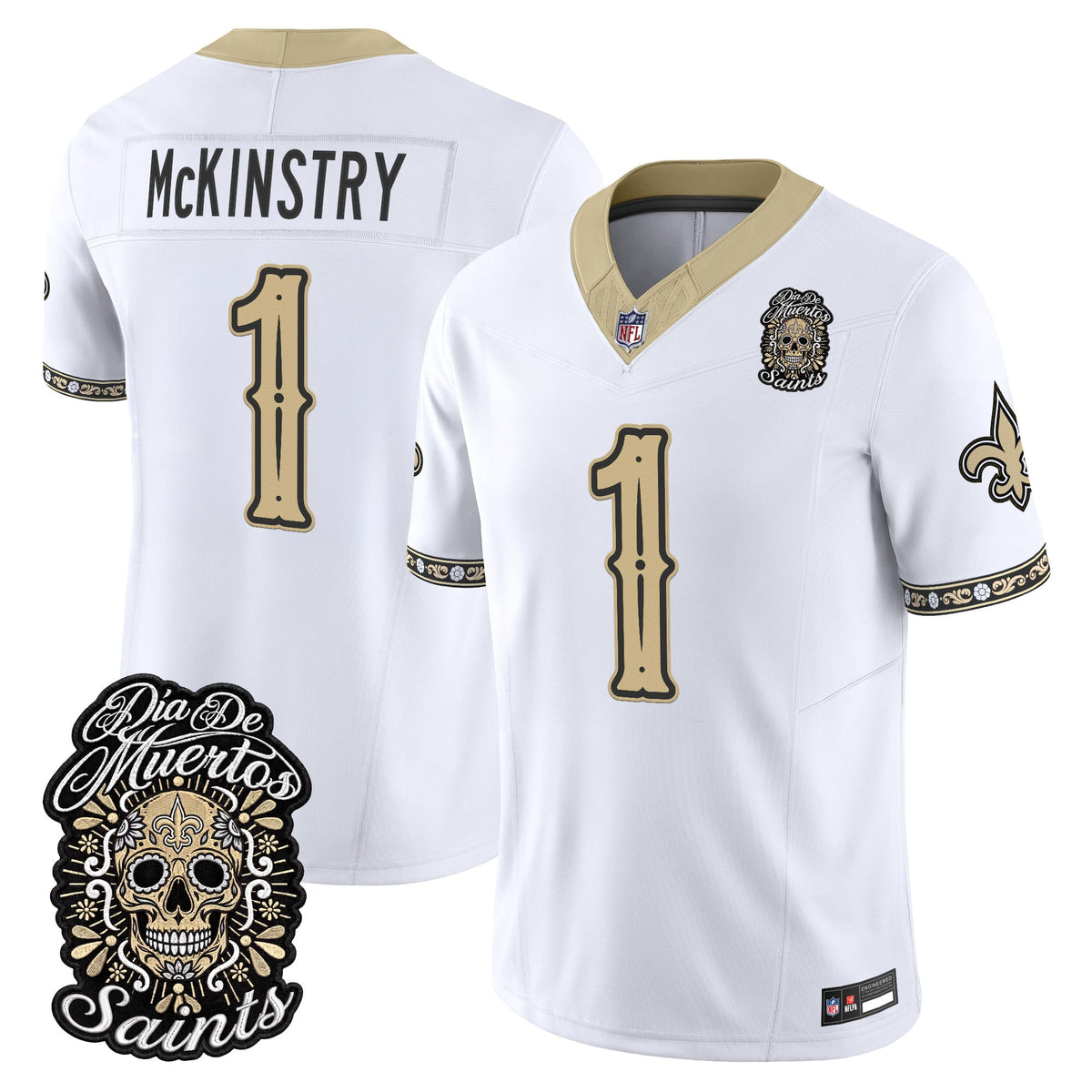 Men's New Orleans Saints Día de los Muertos Vapor Limited Jersey - All Stitched - White - Kool-Aid McKinstry