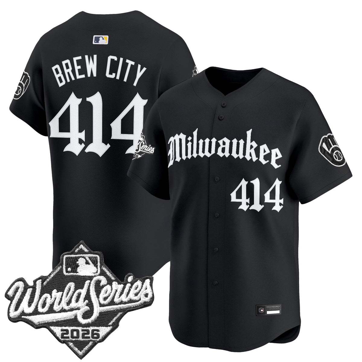Men's Milwaukee Brewers 2026 World Series Vapor Premier Limited Jersey - Gothic Edition - All Stitched