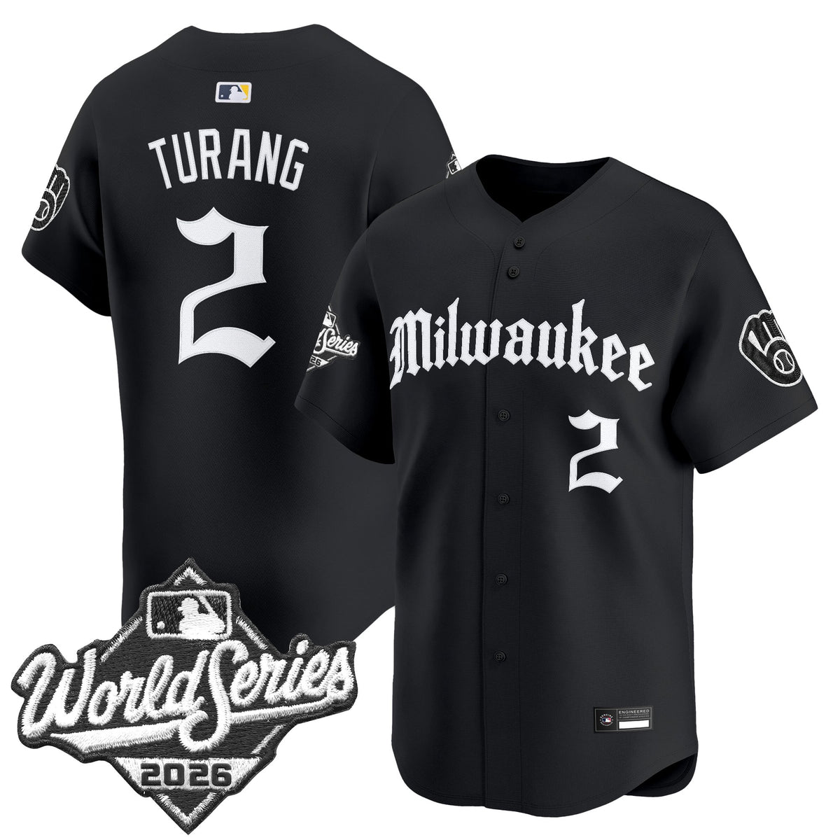 Men's Milwaukee Brewers 2026 World Series Vapor Premier Limited Jersey - Gothic Edition - All Stitched