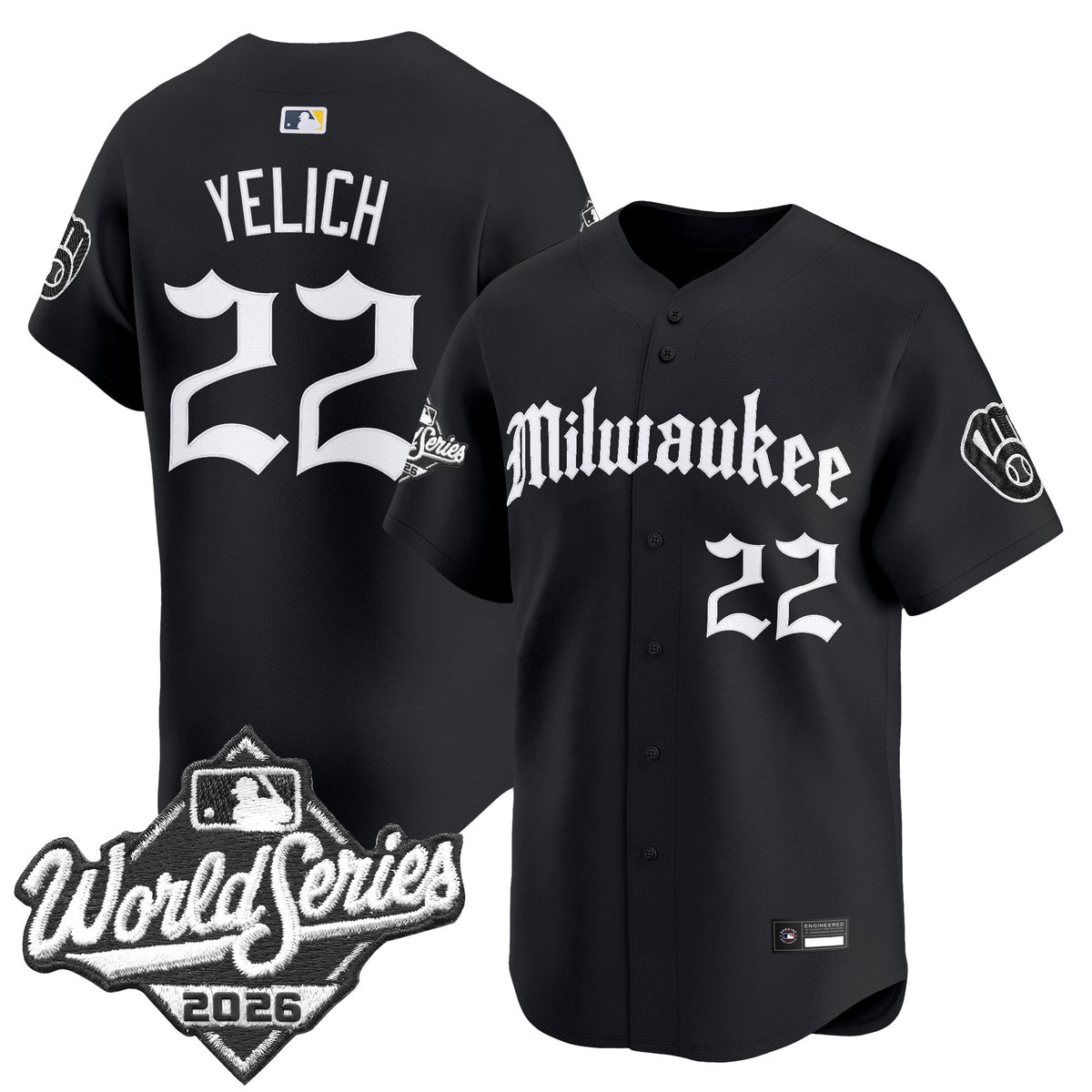 Men's Milwaukee Brewers 2026 World Series Vapor Premier Limited Jersey - Gothic Edition - All Stitched