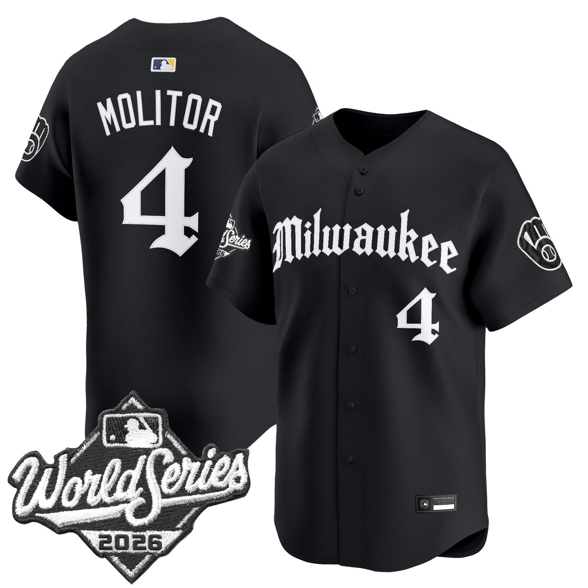 Men's Milwaukee Brewers 2026 World Series Vapor Premier Limited Jersey - Gothic Edition - All Stitched