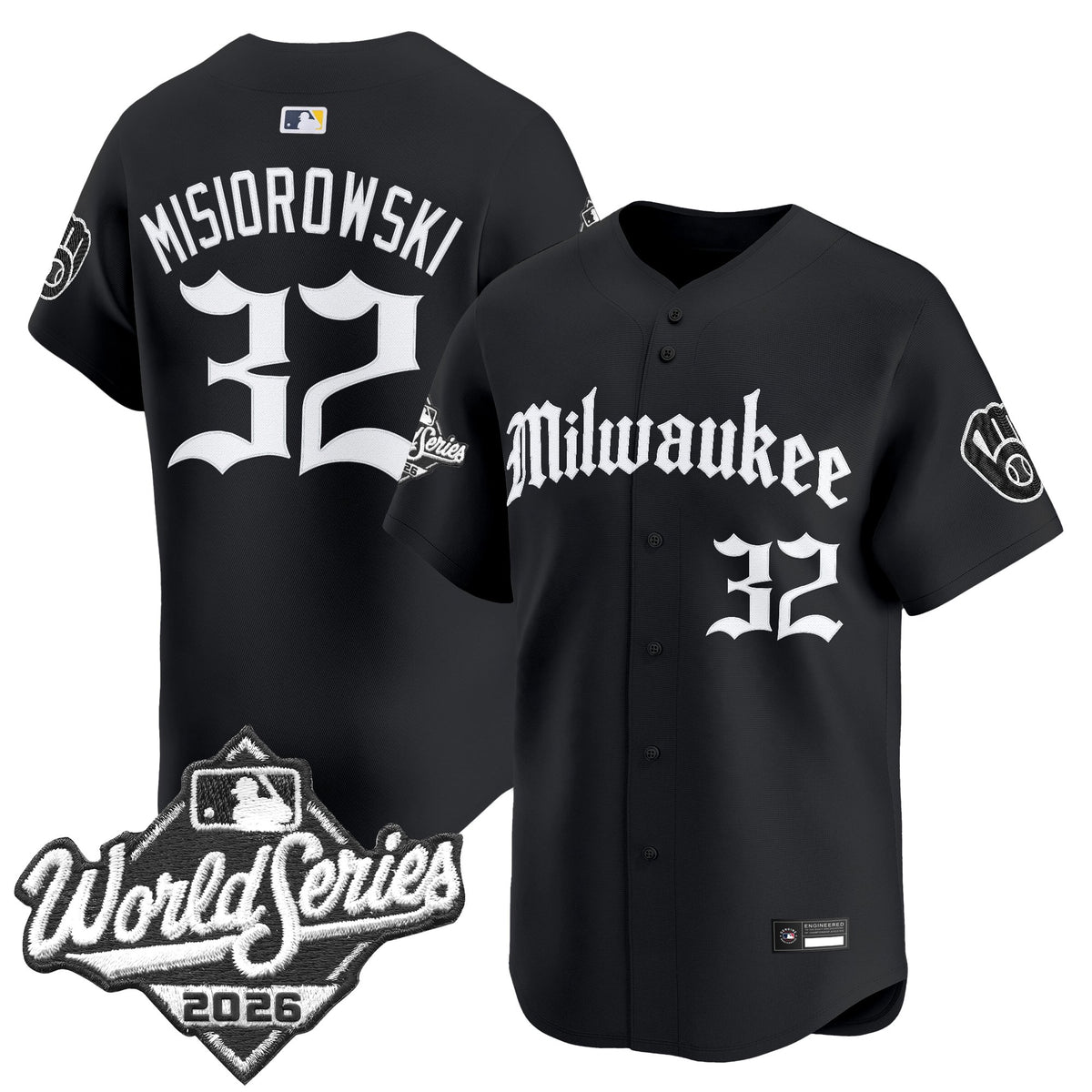 Men's Milwaukee Brewers 2026 World Series Vapor Premier Limited Jersey - Gothic Edition - All Stitched