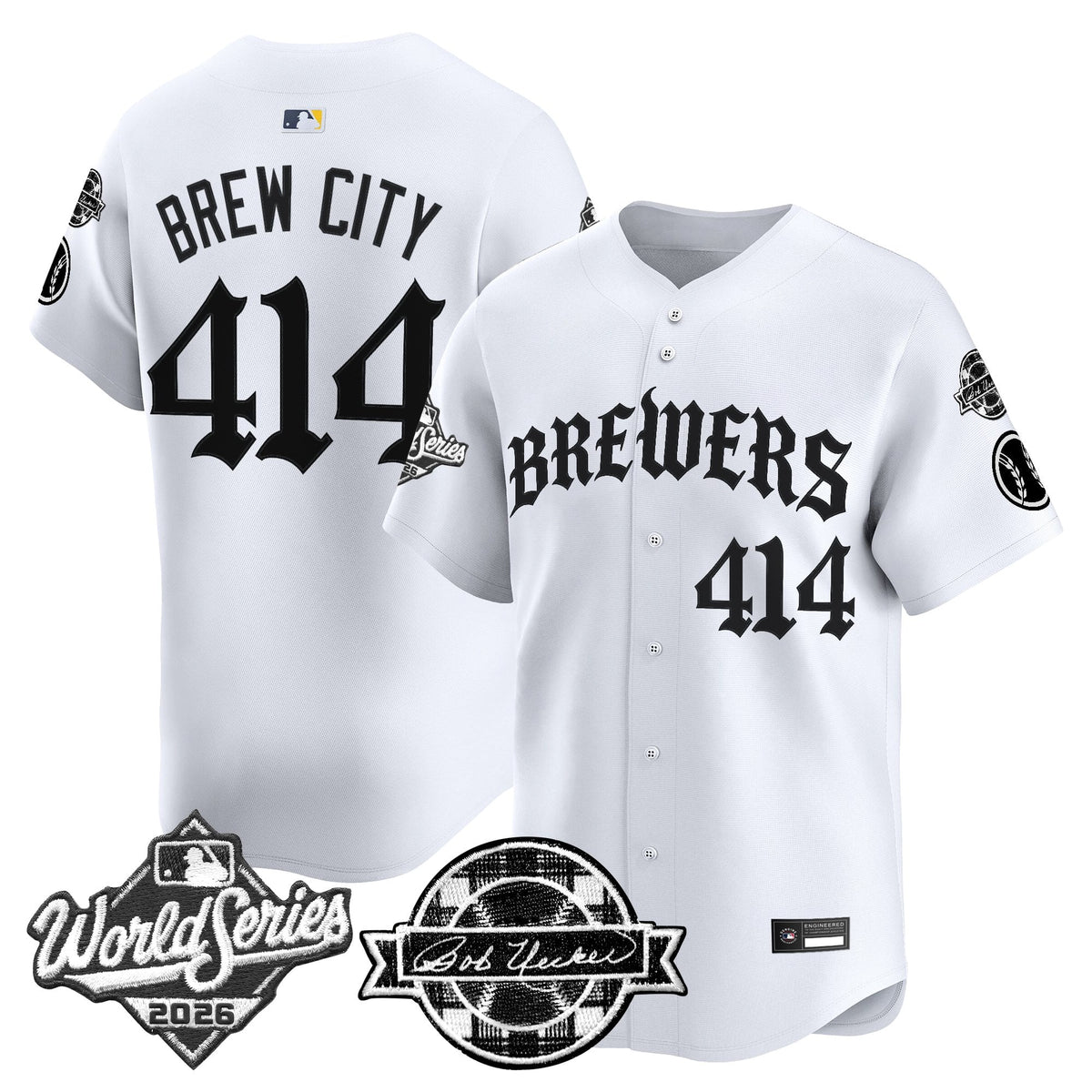 Men's Milwaukee Brewers 2026 World Series Vapor Premier Limited Jersey - Old English Edition - All Stitched
