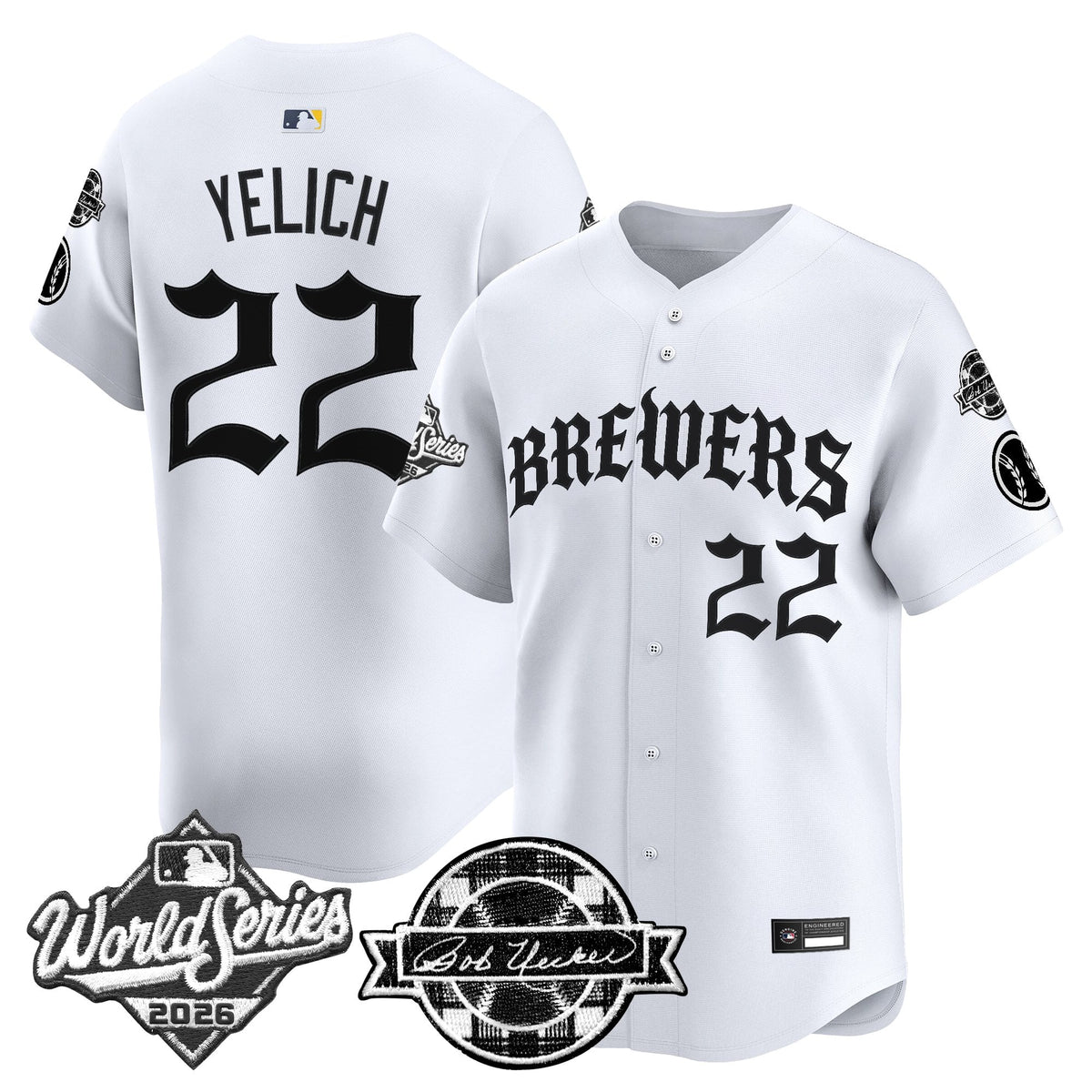 Men's Milwaukee Brewers 2026 World Series Vapor Premier Limited Jersey - Old English Edition - All Stitched