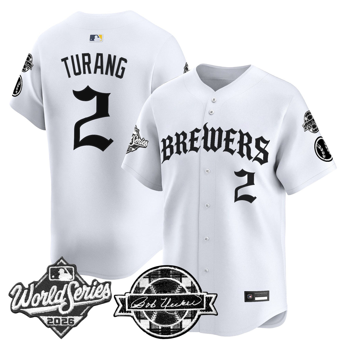 Men's Milwaukee Brewers 2026 World Series Vapor Premier Limited Jersey - Old English Edition - All Stitched