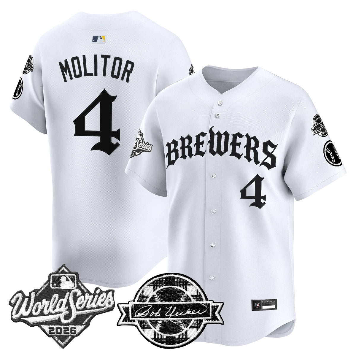 Men's Milwaukee Brewers 2026 World Series Vapor Premier Limited Jersey - Old English Edition - All Stitched