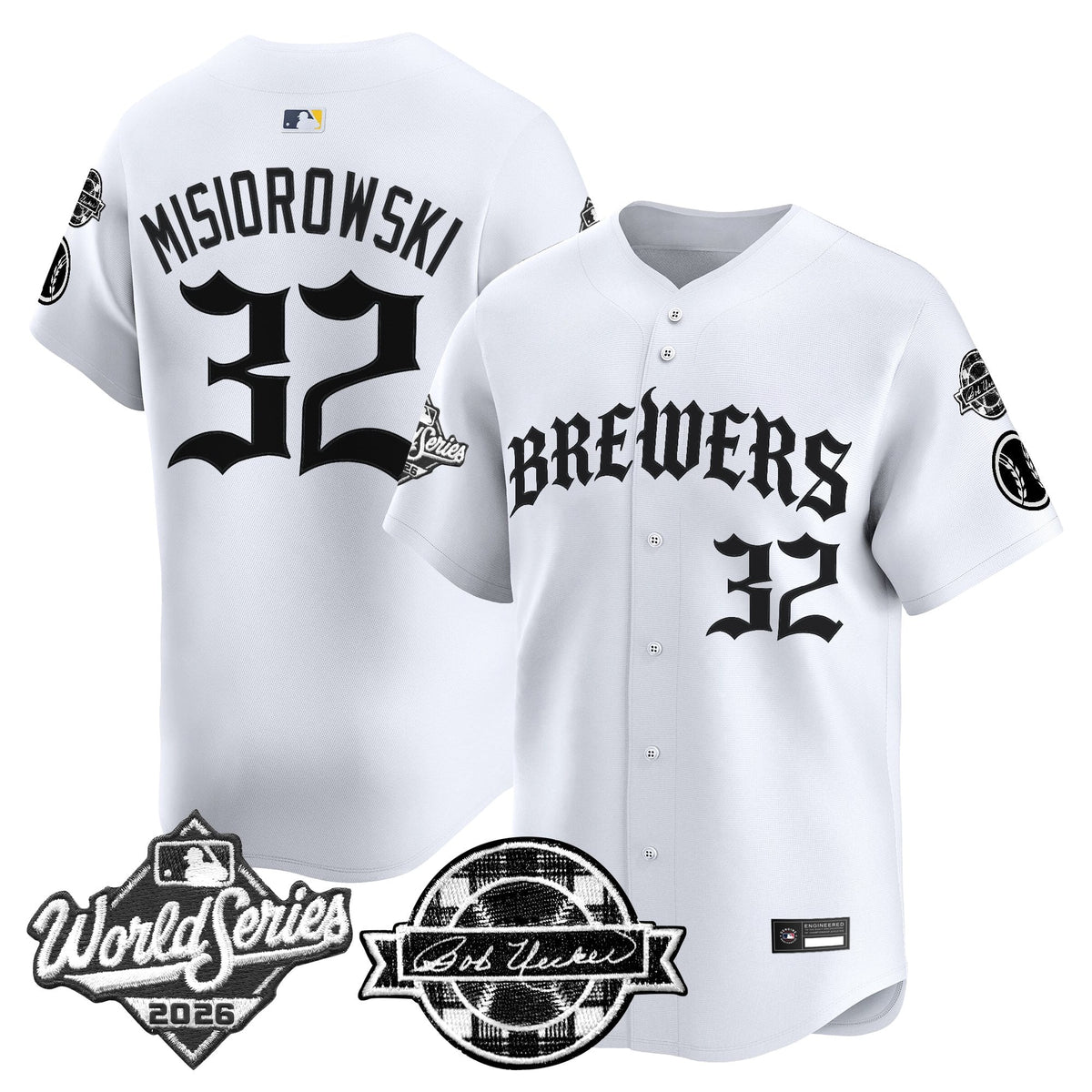 Men's Milwaukee Brewers 2026 World Series Vapor Premier Limited Jersey - Old English Edition - All Stitched