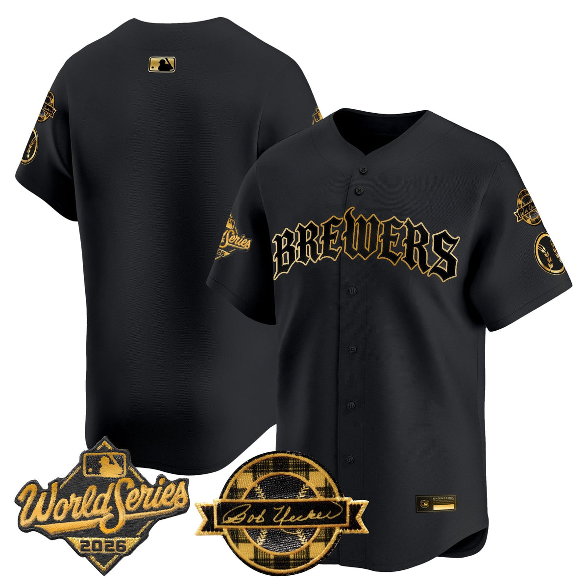 Men's Milwaukee Brewers 2026 World Series Vapor Premier Limited Jersey - Old English Edition - All Stitched