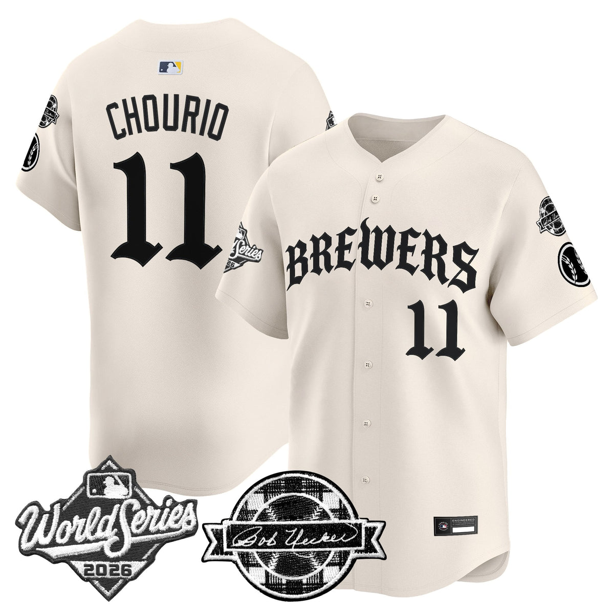 Men's Milwaukee Brewers 2026 World Series Vapor Premier Limited Jersey - Old English Edition - All Stitched