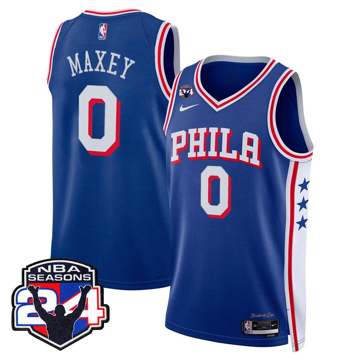 Men's Philadelphia 76ers Swingman Jersey - 24th Season Patch - All Stitched