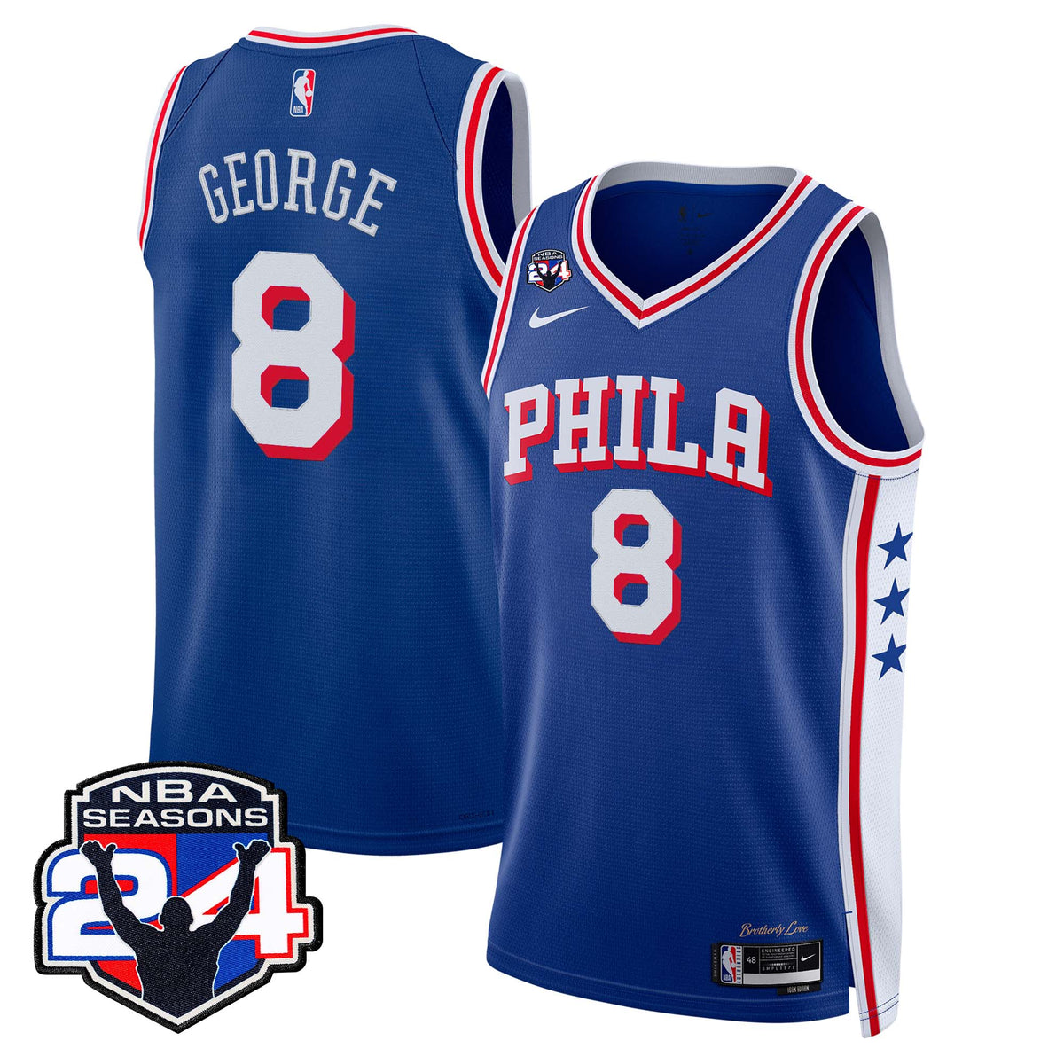 Men's Philadelphia 76ers Swingman Jersey - 24th Season Patch - All Stitched