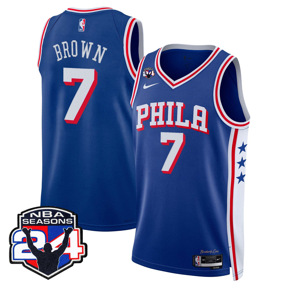 Men's Philadelphia 76ers Swingman Jersey - 24th Season Patch - All Stitched
