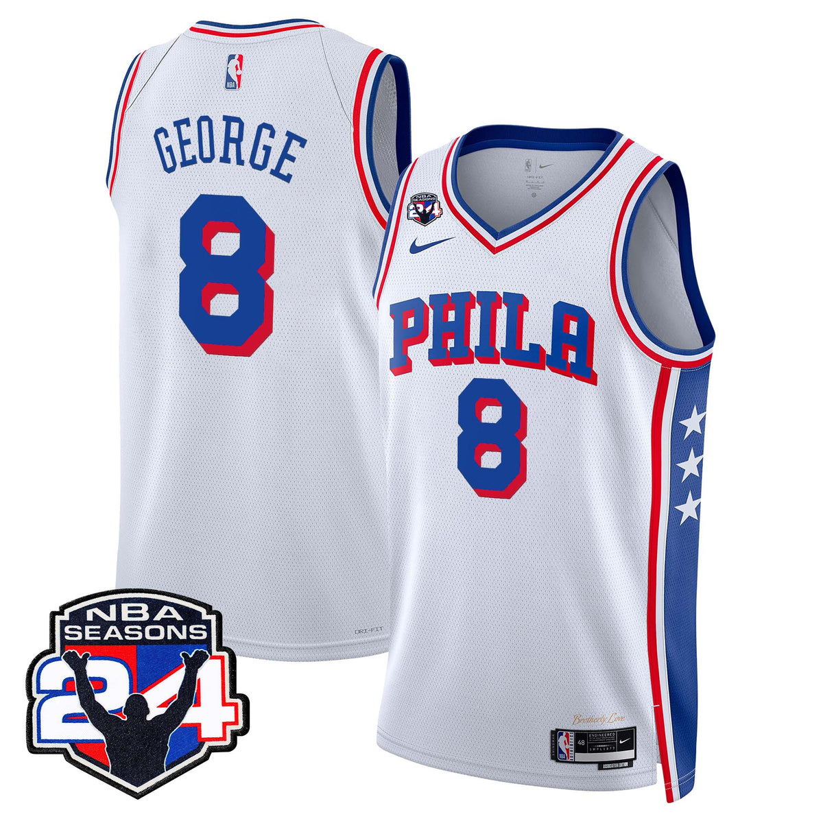 Men's Philadelphia 76ers Swingman Jersey - 24th Season Patch - All Stitched