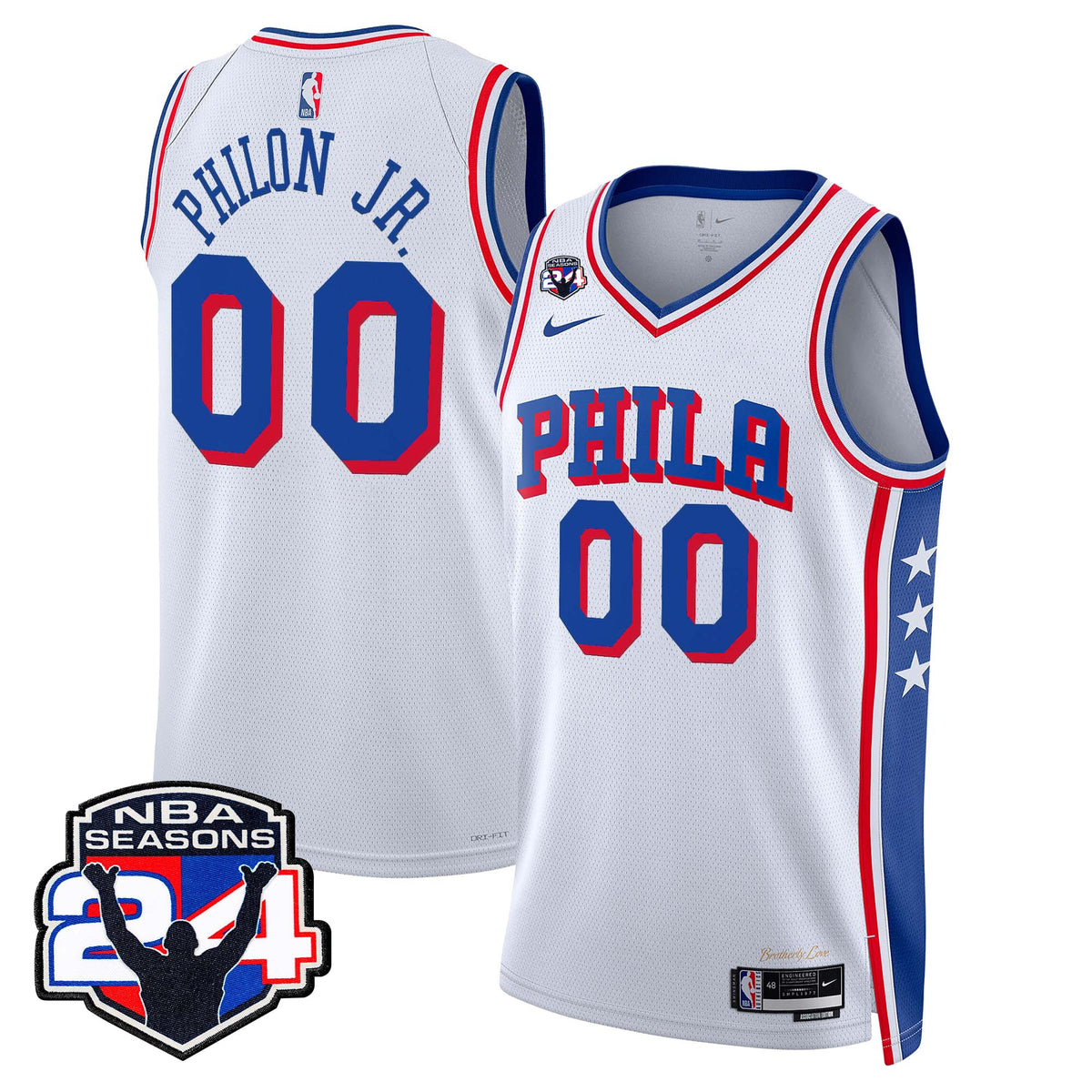Men's Philadelphia 76ers Swingman Jersey - 24th Season Patch - All Stitched