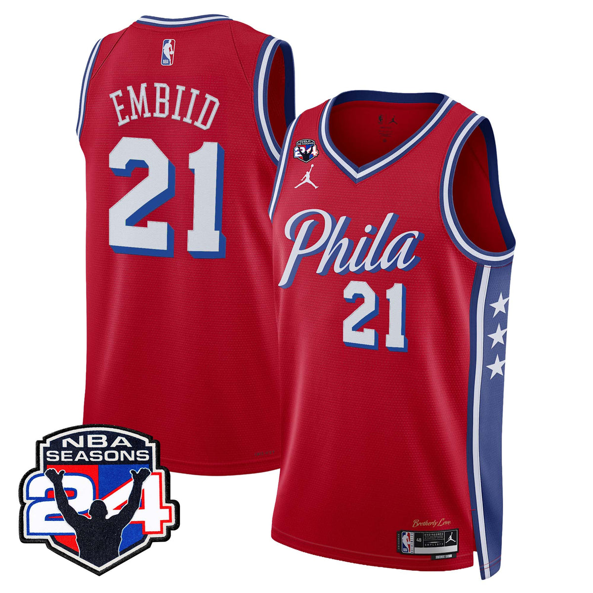 Men's Philadelphia 76ers Swingman Jersey - 24th Season Patch - All Stitched