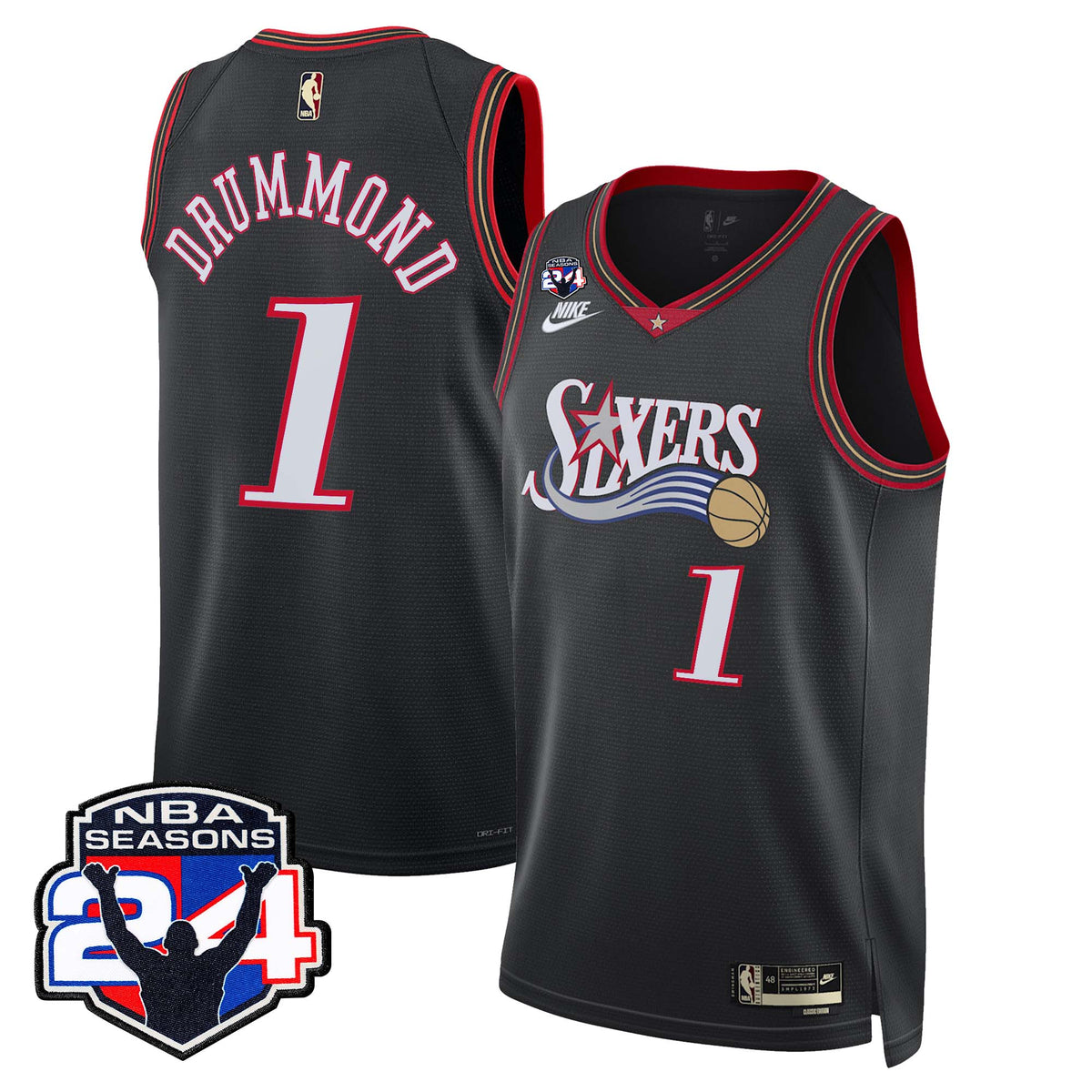 Men's Philadelphia 76ers Swingman Jersey - 24th Season Patch - All Stitched