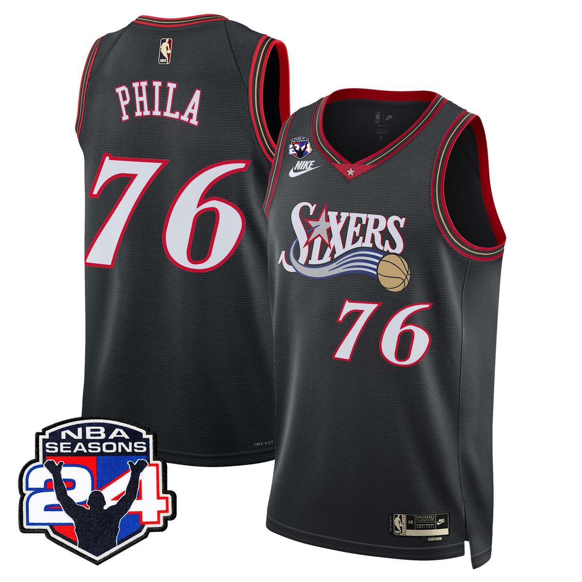 Men's Philadelphia 76ers Swingman Jersey - 24th Season Patch - All Stitched
