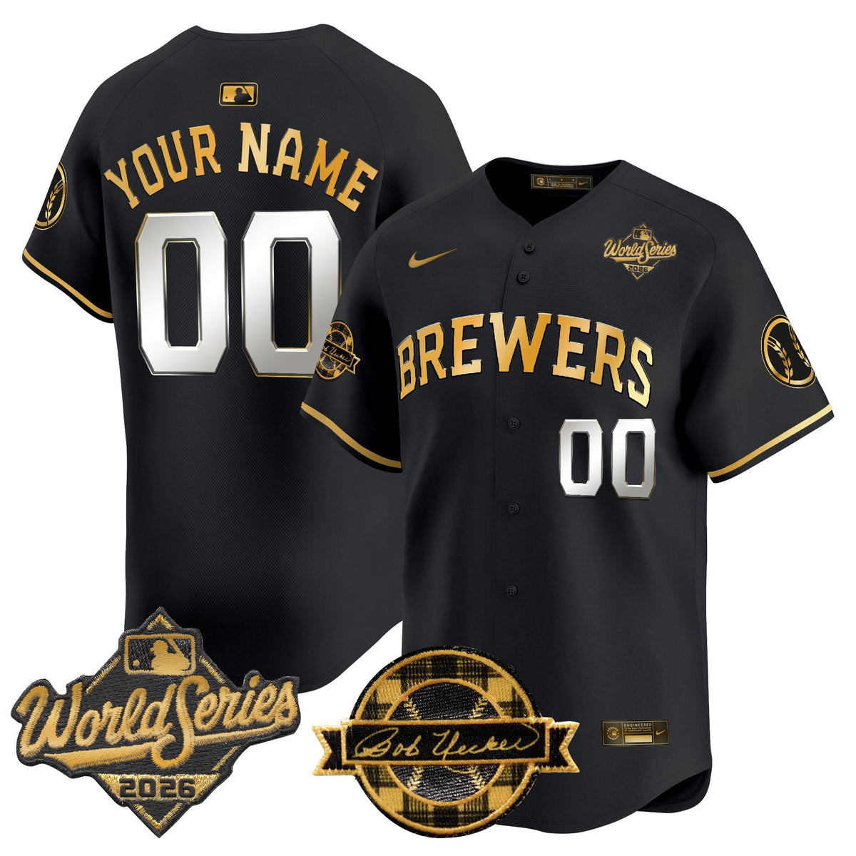 Milwaukee Brewers 2026 World Series Vapor Premier Limited Custom Jersey V2 - Bob Uecker Patch - All Stitched