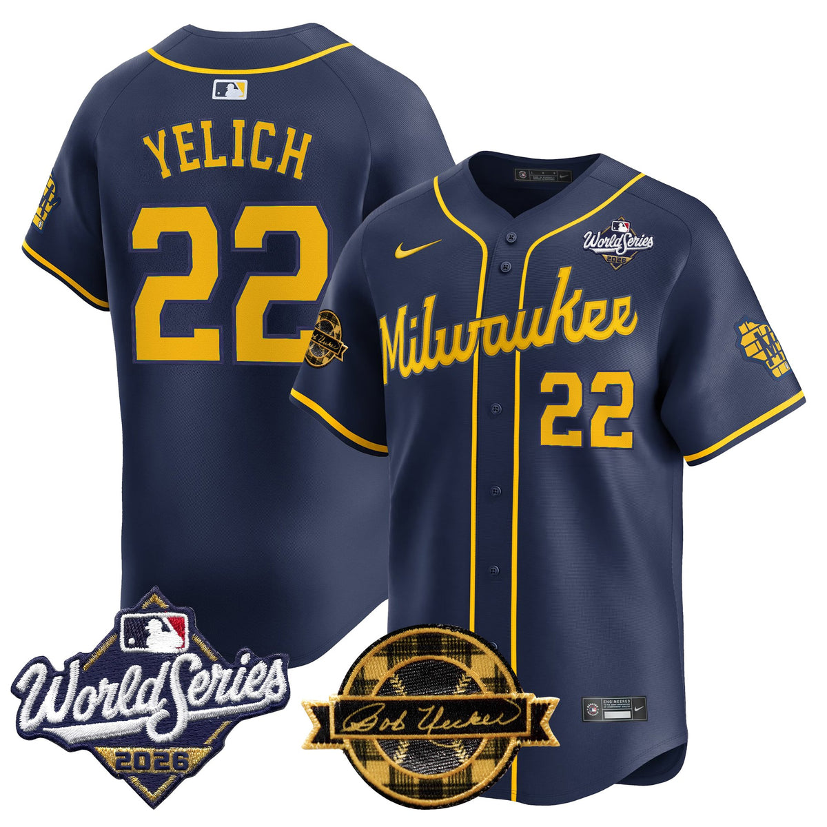 Men's Milwaukee Brewers 2026 World Series Vapor Premier Limited Jersey V2 - Bob Uecker Patch - All Stitched