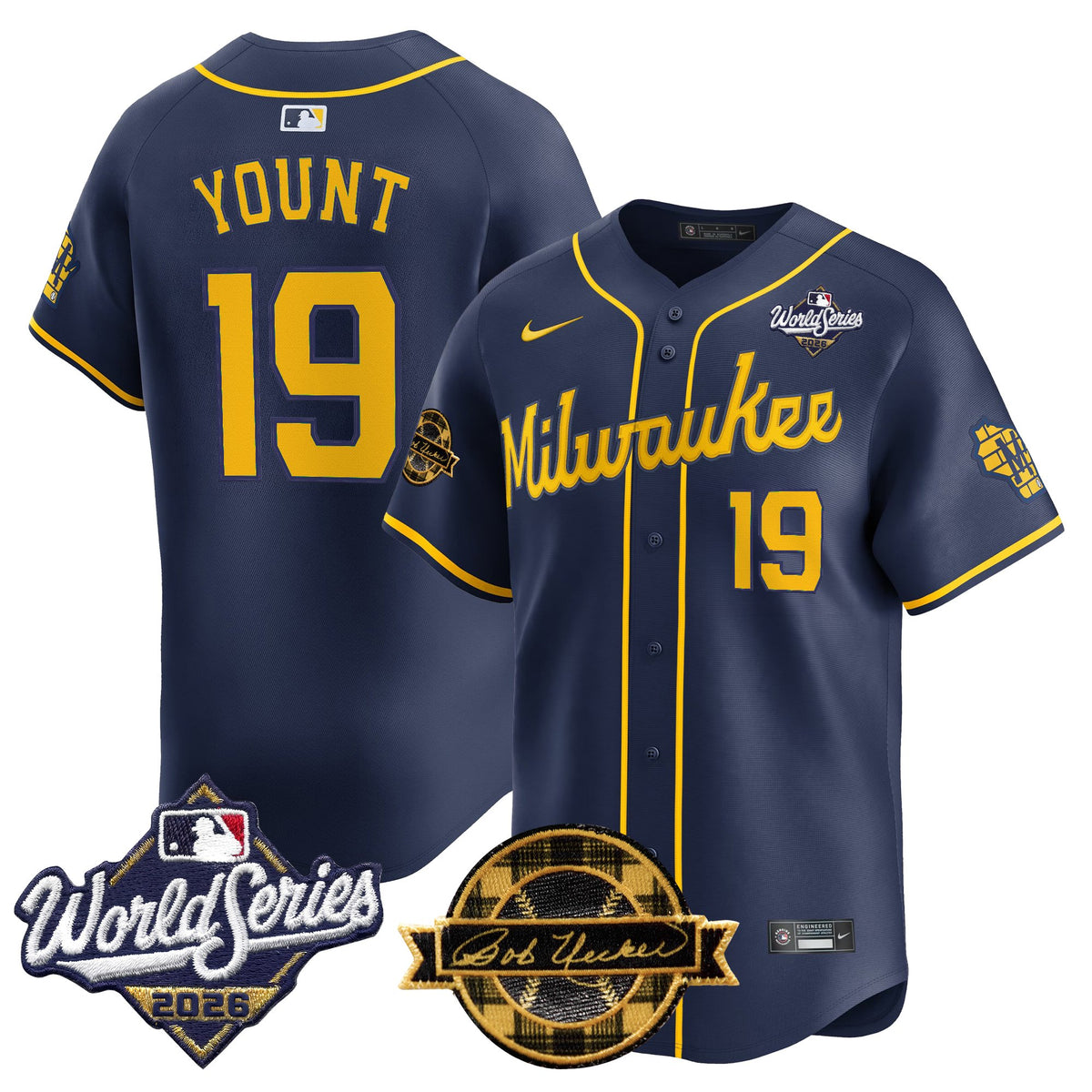 Men's Milwaukee Brewers 2026 World Series Vapor Premier Limited Jersey V2 - Bob Uecker Patch - All Stitched