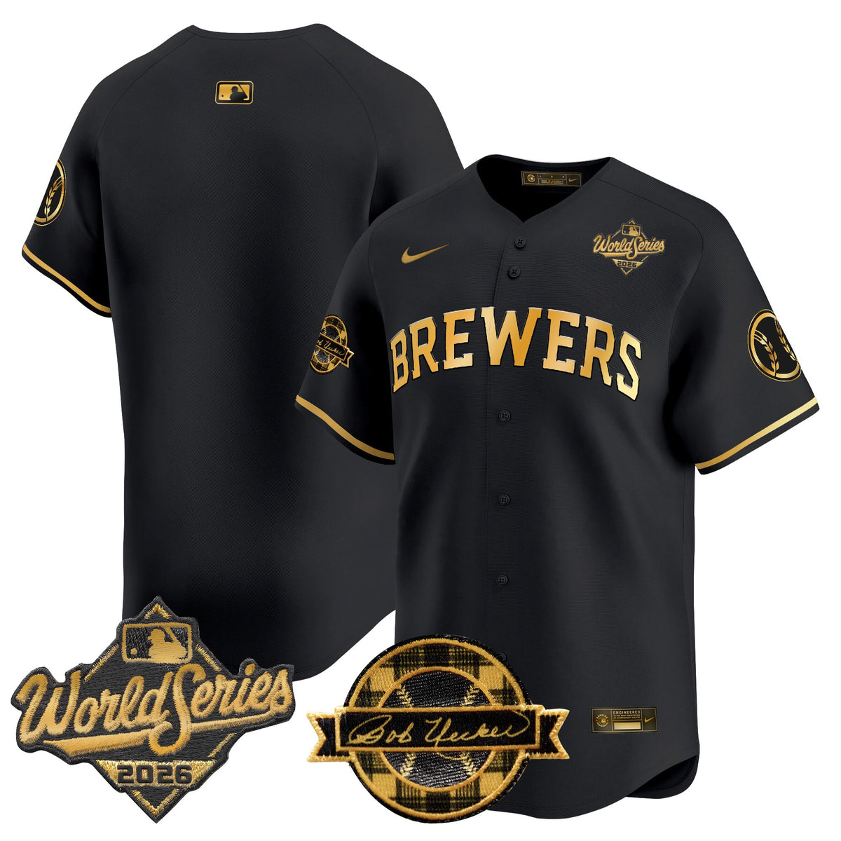 Men's Milwaukee Brewers 2026 World Series Vapor Premier Limited Jersey V2 - Bob Uecker Patch - All Stitched