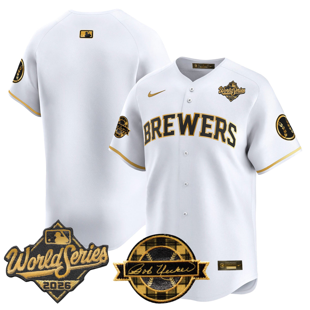 Men's Milwaukee Brewers 2026 World Series Vapor Premier Limited Jersey V2 - Bob Uecker Patch - All Stitched