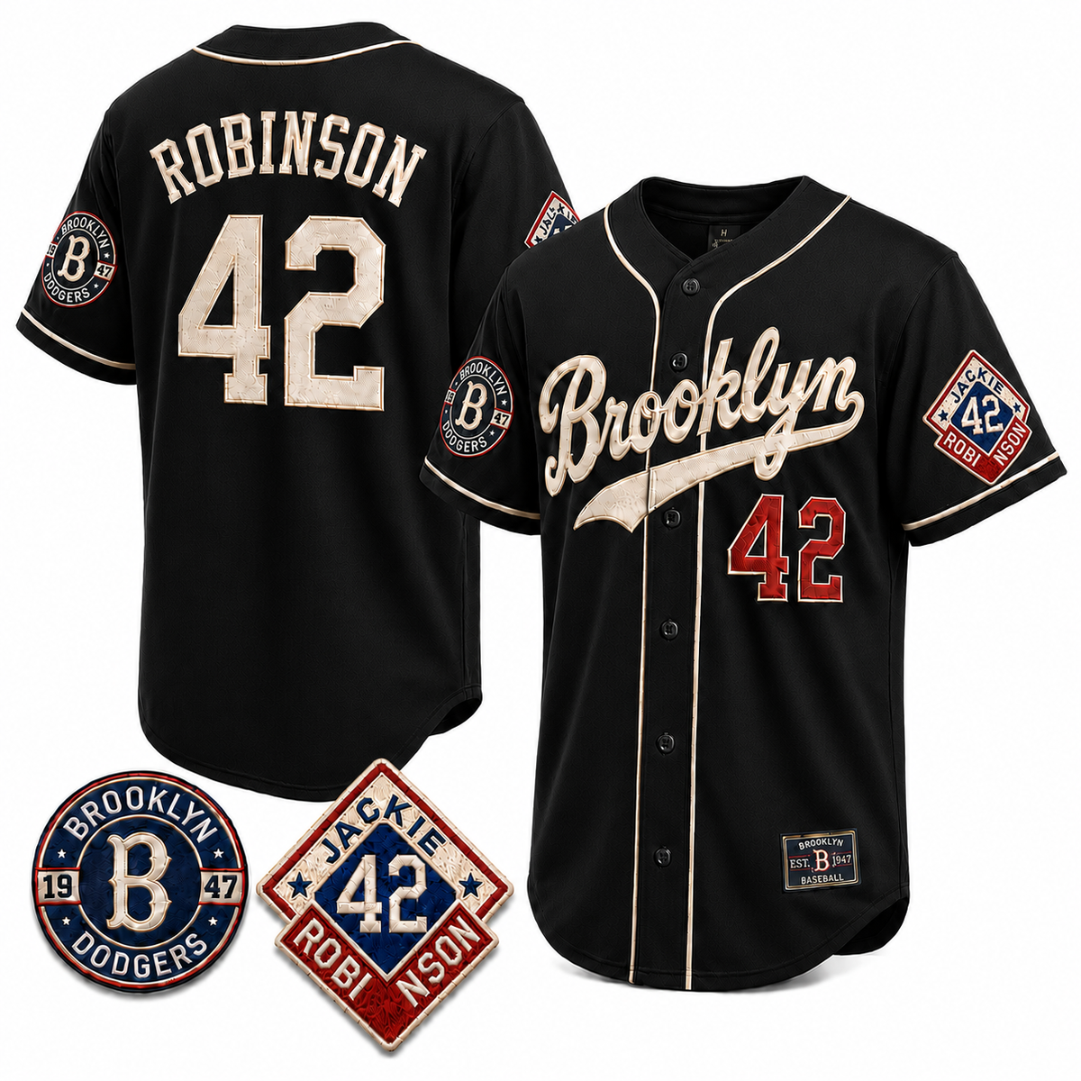 42  Robinson Legacy Heritage Baseball Jersey in Black