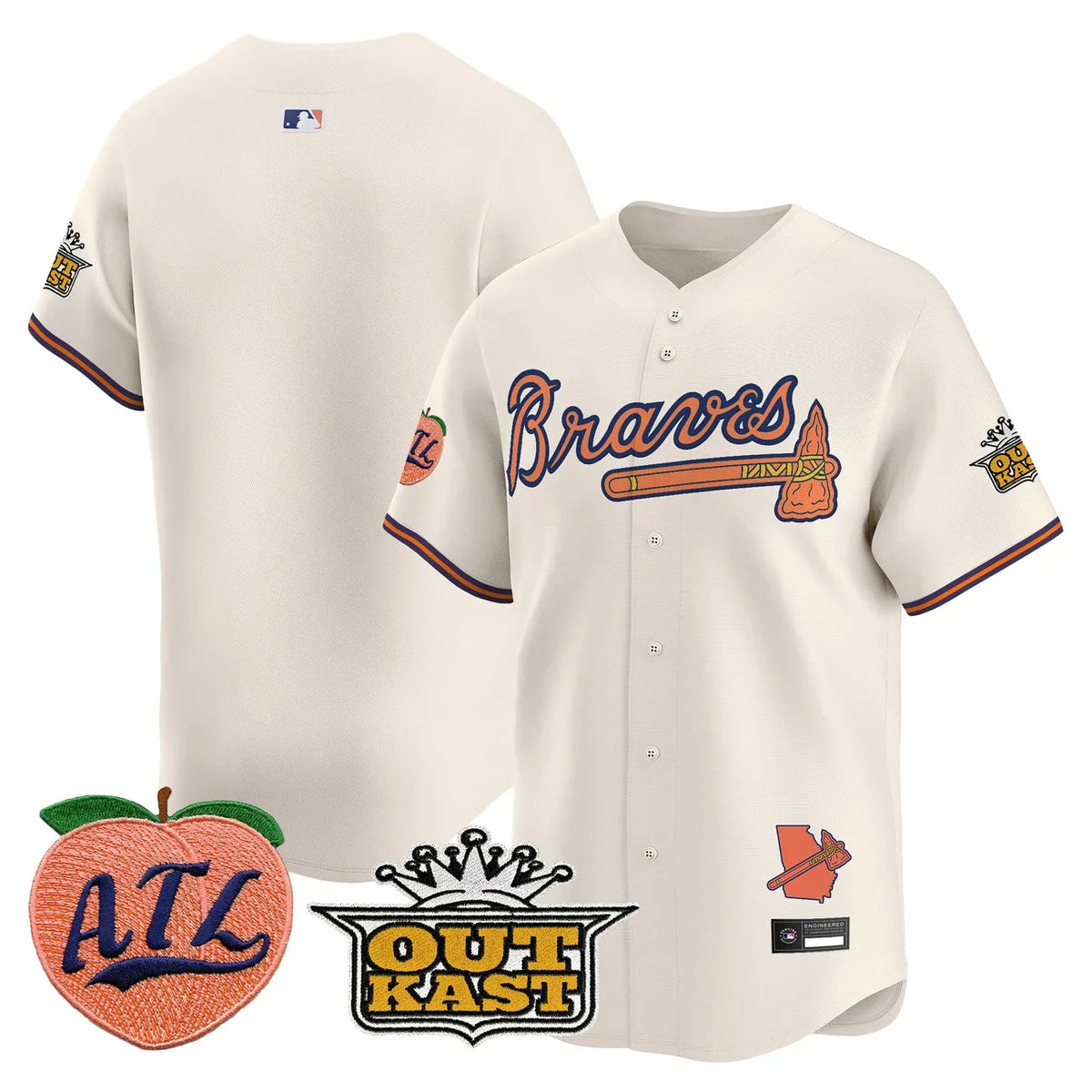 Men's Atlanta Braves Peach Vapor Premier Limited Jersey - All Stitched