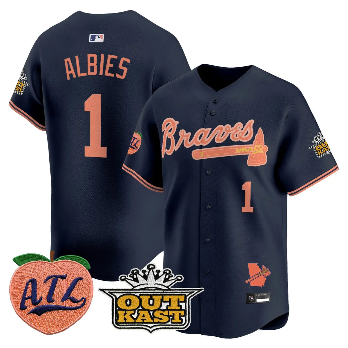 Men's Atlanta Braves Peach Vapor Premier Limited Jersey - All Stitched