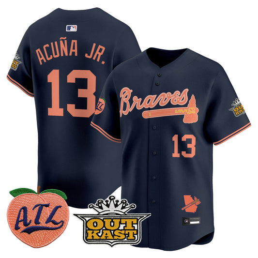 Men's Atlanta Braves Peach Vapor Premier Limited Jersey - All Stitched