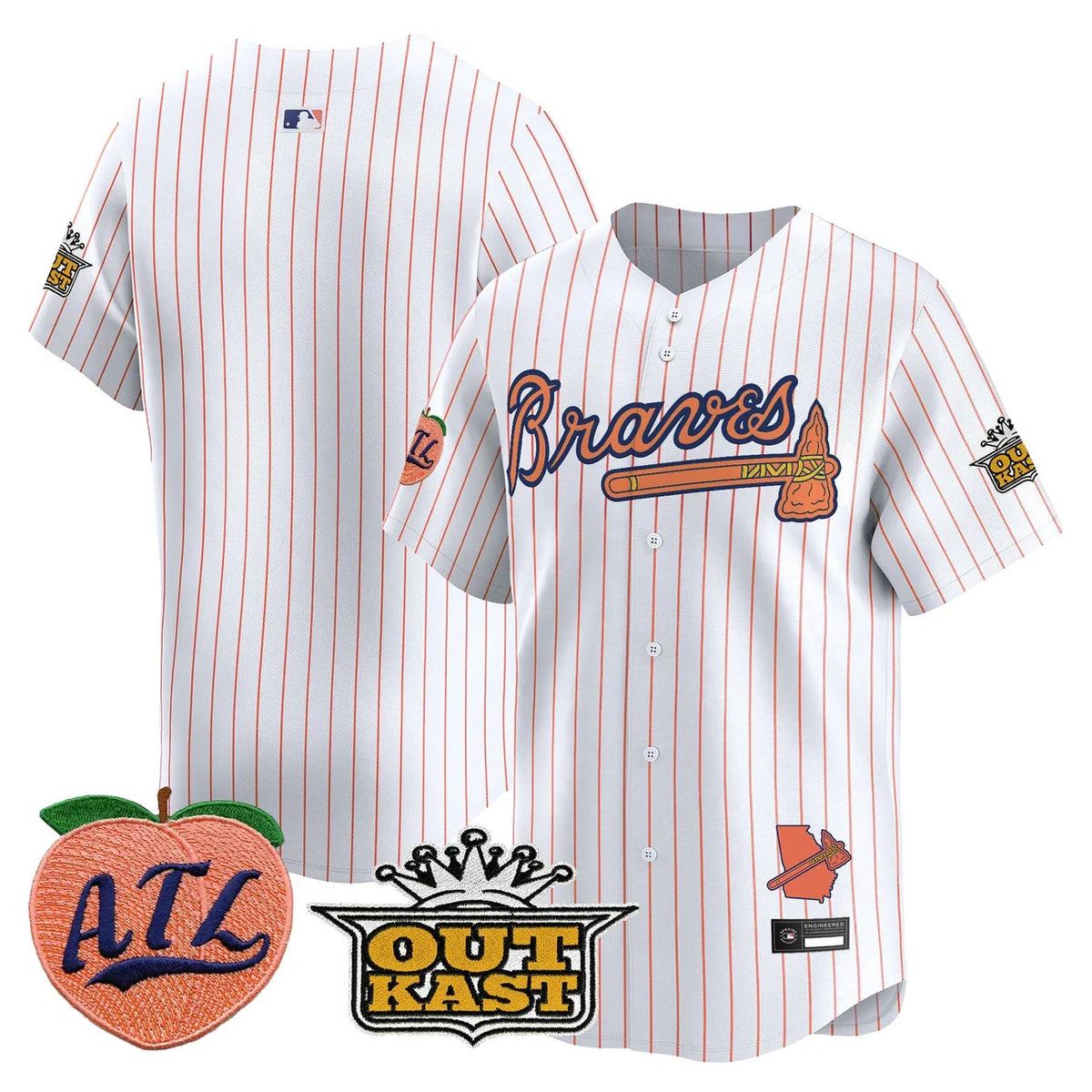 Men's Atlanta Braves Peach Vapor Premier Limited Jersey - All Stitched